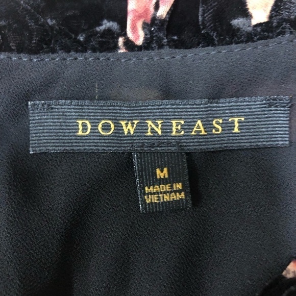 Downeast Fall Black Velvet Ruffle Collar Dress Long Sleeve Size M - Picture 4 of 7